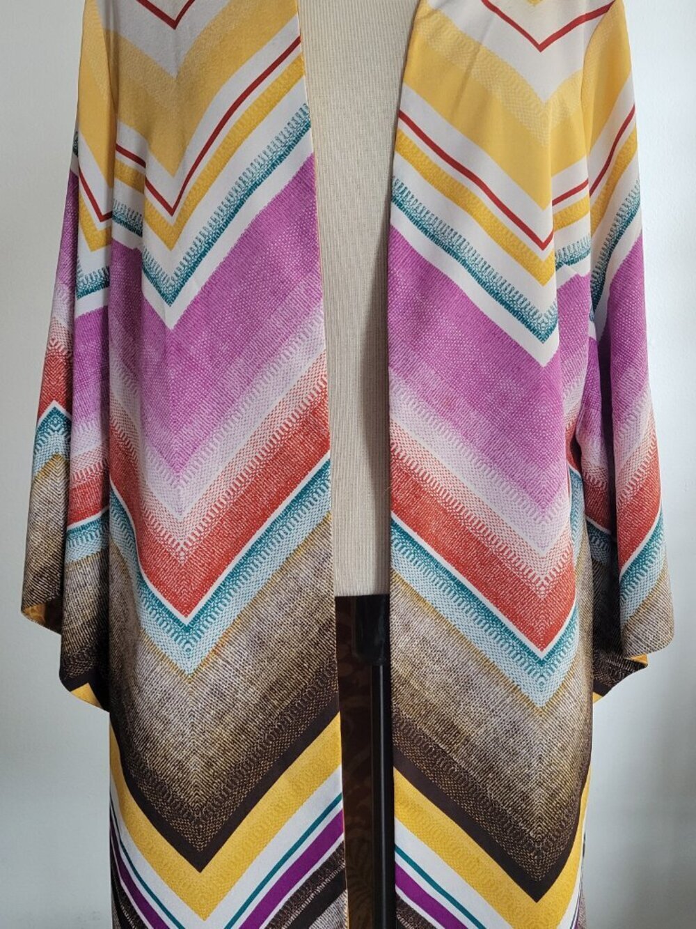 NWOT -CHICO'S Reversible Kimono Boho Shadows 3/4 Sleeves Geometric Jacket - Picture 15 of 15